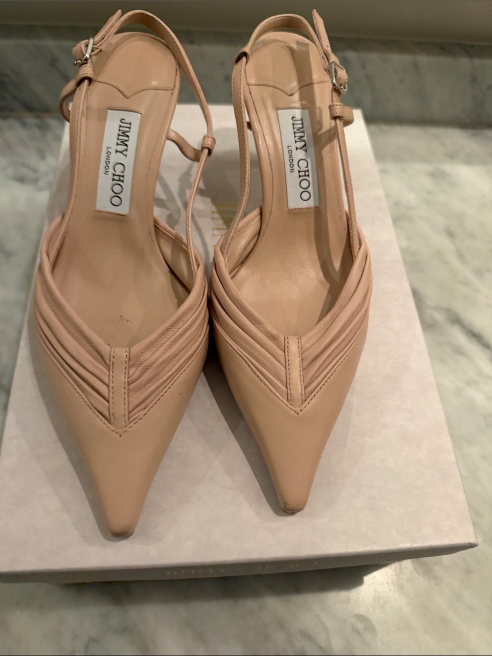 Jimmy Choo Nude Pointed-Toe Slingback Pumps